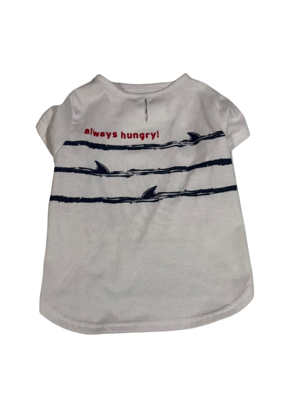 Bond & Co Dog Shark Tee Medium White Navy Always Hungry Pet Shirt